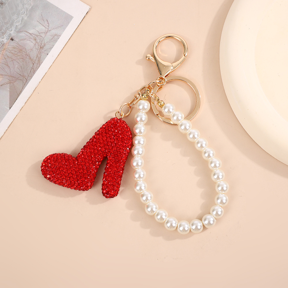 Vintage Luxury Keychain Luxury Full-Diamond Bow Creative Car Keychain Pearl Chain Bag Pendant Fashion Trendy Ornament_voghion.com