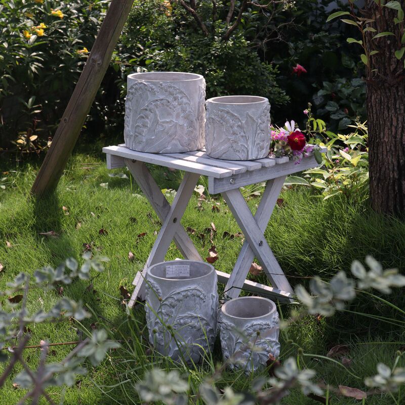 Customized Retro Cement Small Flower Pot Tall Lily of the Valley Flower Desktop Decoration Pottery Pot Bottom Hole Breathable Stoneware Green Plant Pot