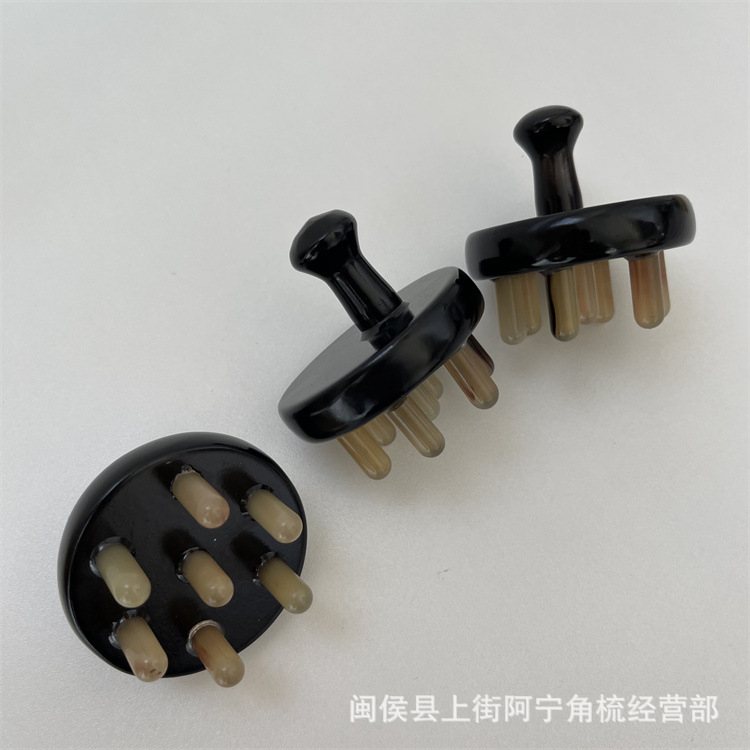 Yak Horn Comb Seven-Pin Scalp Massage Comb Portable Acupoint Head Grooming Tool overview