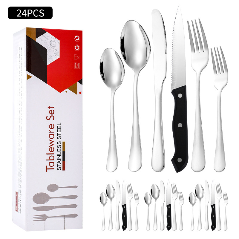 Caja blanca 1010 principal 5 cuchillo de carne plata (24 piezas)