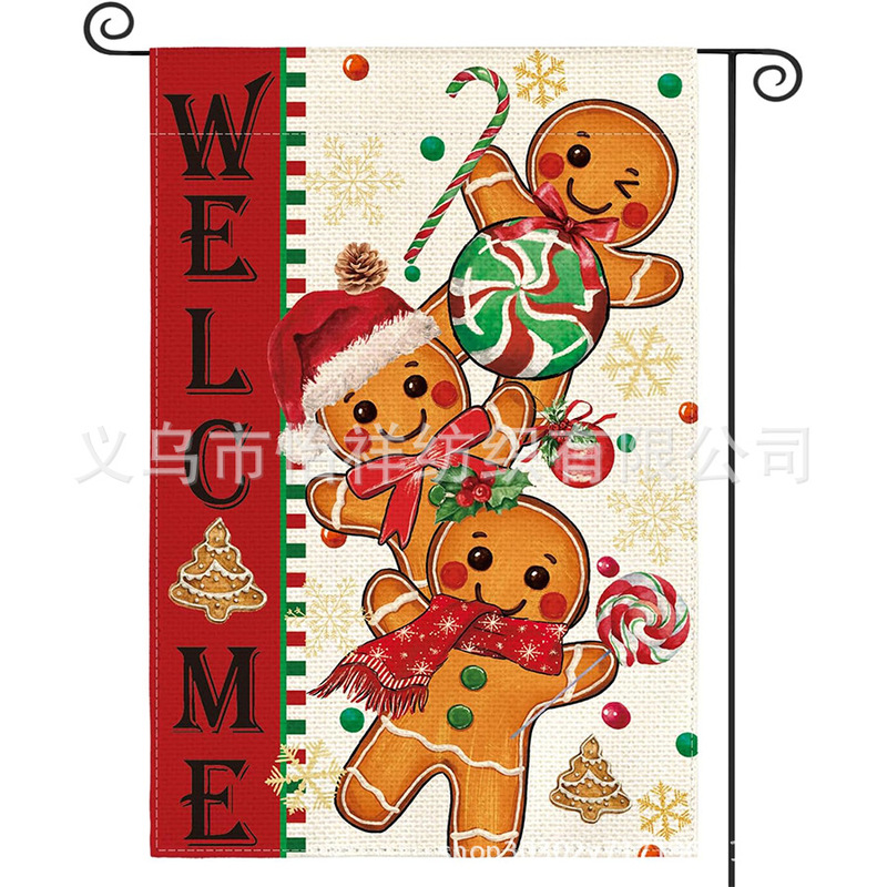 亚马逊爆款圣诞节花园旗雪花圣诞老人雪人双面印花庭院户外旗帜|undefined