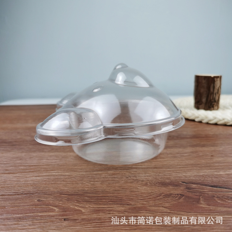 Cabeza de oso caja de pastel transparente embalaje para hornear postre mousse Bento caja de embalaje de cumpleaños para niños