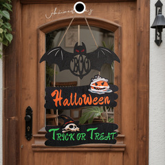 ハロウィンクモの巣木製ドアサインペンダントパーティー雰囲気アレンジメントカボチャゴーストコウモリ吊り下げ木製サイン