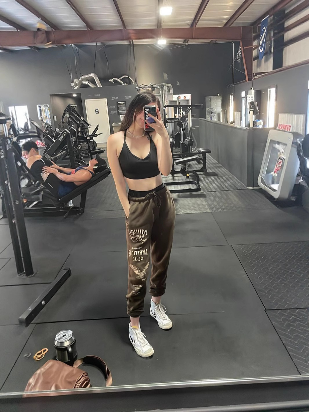 YOUNGLA Pantalones deportivos de fitness para hombre Pantalones deportivos de estilo americano para pareja de fitness para mujer