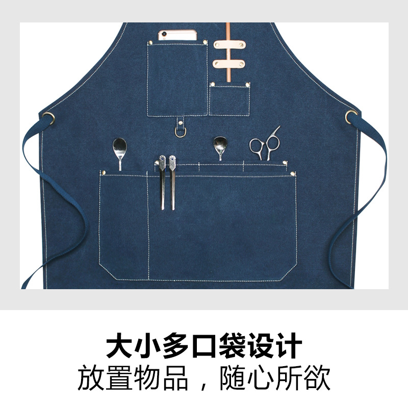 Amazon engrosada lienzo delantal logotipo personalizado leche té tienda bar chef peluquería guardapolvos delantal al por mayor
