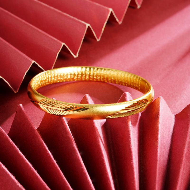 Vietnam Sha Jin Gufa Heart Meridian Hoja Mujer Brazalete Cerrado no se desvanece el estilo nacional esmerilado alta sensación de joyería suministro