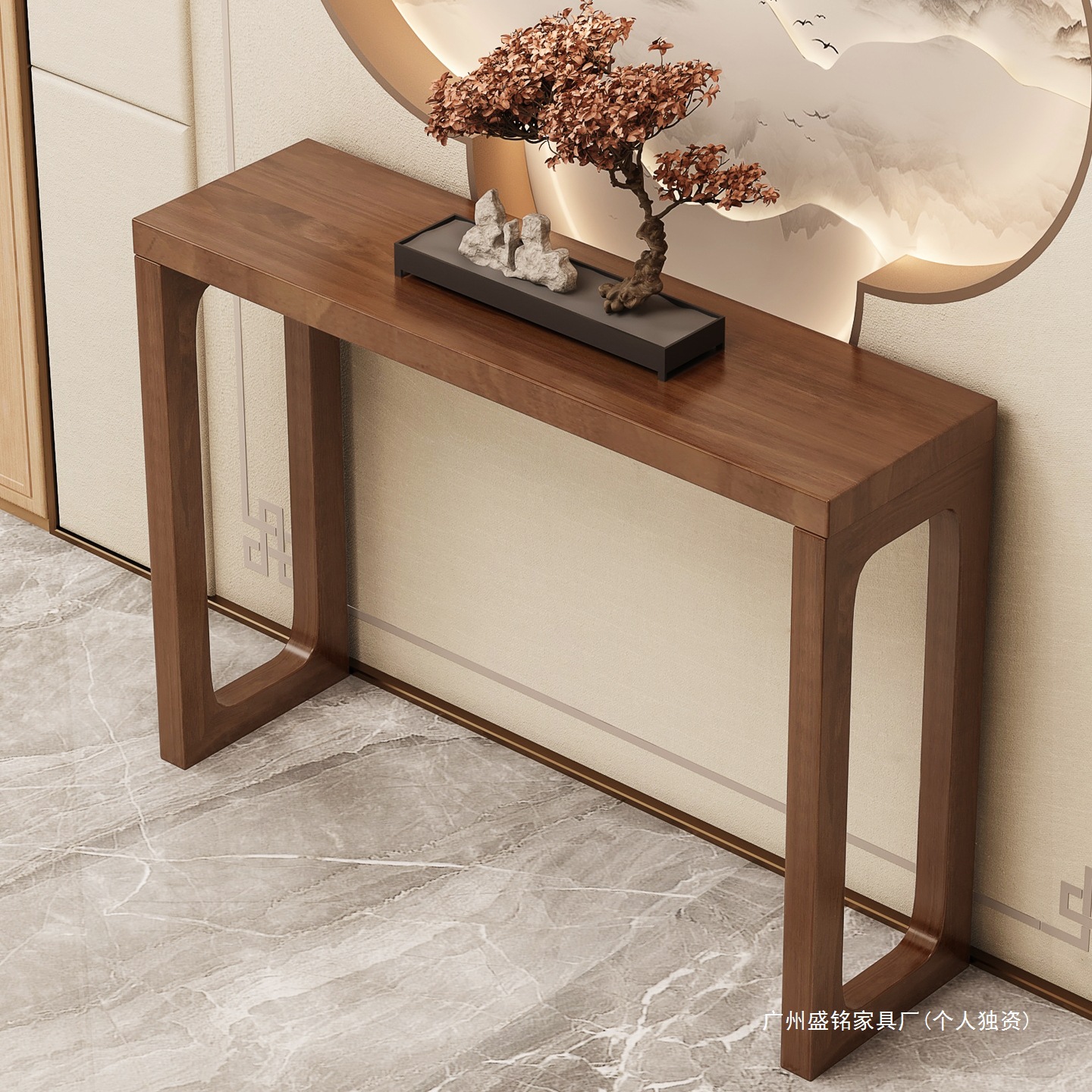 New Chinese-Style Foyer Table, Wall-Mounted Long Bench, Solid Wood Altar Table, Offering Table, Bench, Zen-Style Display Table