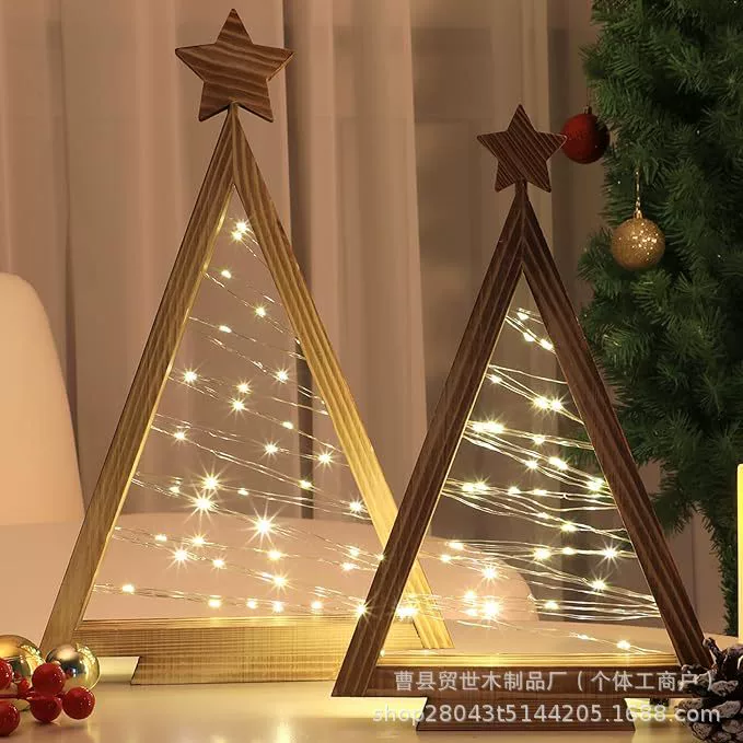 Деревянные елочные украшения с LDE световой гирляндой, ночник, рождественская атмосфера, декоративные украшения, подарки