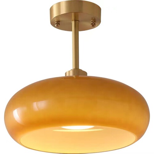 Japanese Retro Balcony Entrance Nordic Brass Ceiling Lamp Mid-Century Bauhaus Corridor Hallway Closet Lighting 