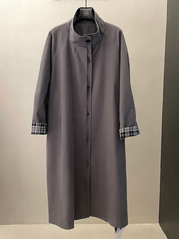 FONE简禾廓形立领长款风衣女2025秋冬新款高级感单排扣外套58302|undefined