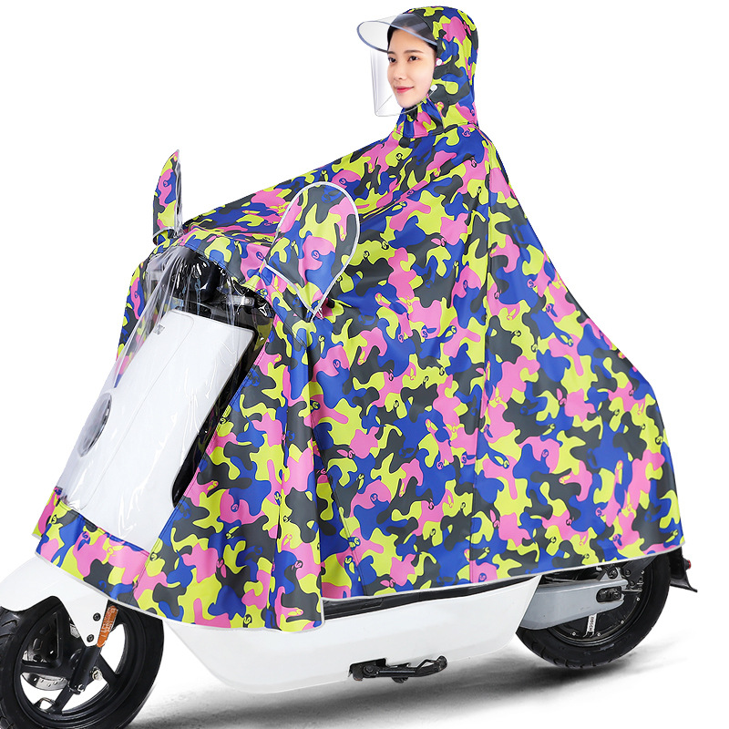 Batería eléctrica coche impermeable camuflaje cuerpo completo extra-grande engrosada hombres y mujeres de la motocicleta ciclismo solo poncho de verano a prueba de lluvia