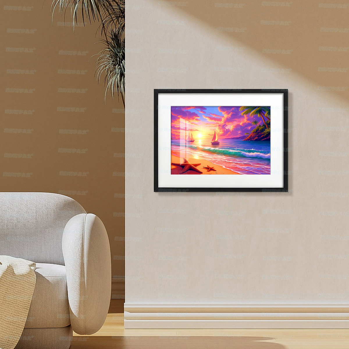 Mona Lisa Real bordado cruzado hermosa playa nuevo paisaje de ensueño estético pintura decorativa de la sala de estar bordado a mano image 3