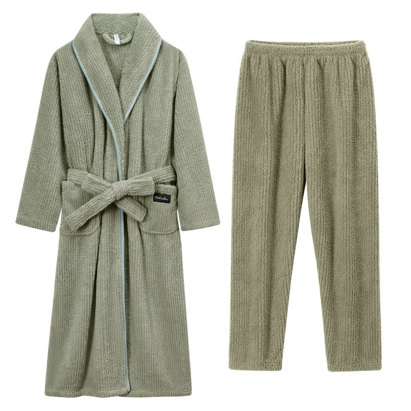 Демисезонный халат, коралловый бархат pijama, длинный зимний комплект, (Physicals), для любимого, увеличенная толщина