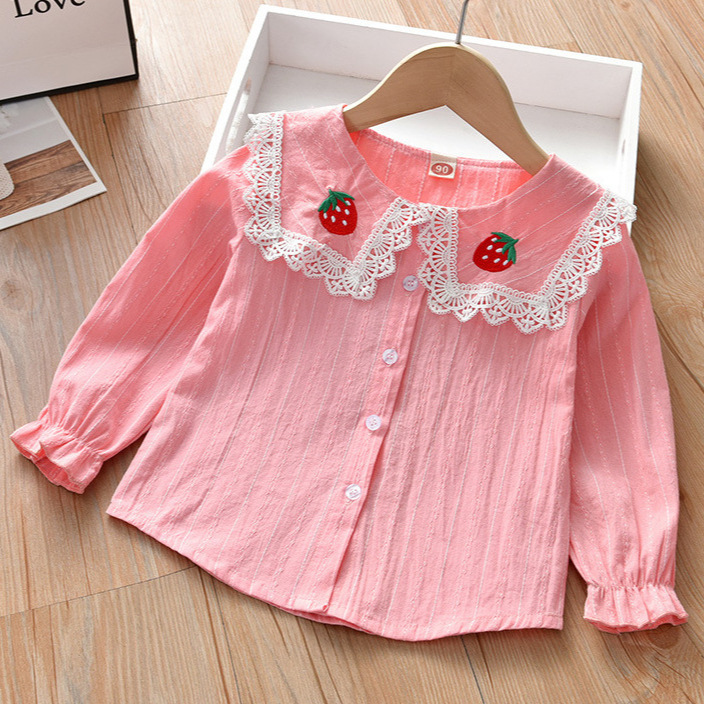 Camisa de las niñas 2023 primavera nuevo bebé estilo occidental niños niñas camisa blanca de manga larga primavera y otoño estilo coreano top