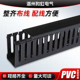 黑色线槽阻燃u型工业塑料明装多规格pvc线槽配电气电箱控电柜行槽