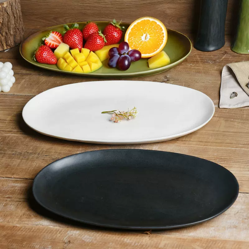 跨境专供窑变高颜值牛排盘西餐家用高级感托盘厂家直销北欧风盘子