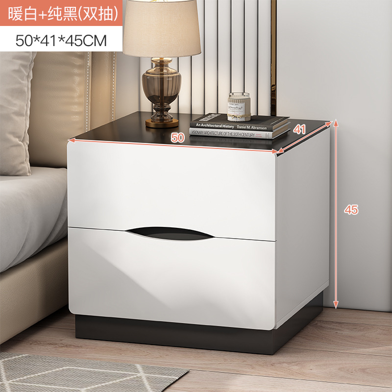 Mesa de noche simple moderno blanco dormitorio gran gabinete de almacenamiento económico simple mesita de noche gabinete rack de almacenamiento