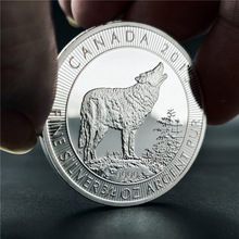 狼币外贸硬币加拿大动物纪念币 wolf coin浮雕动物币独立站纪念币