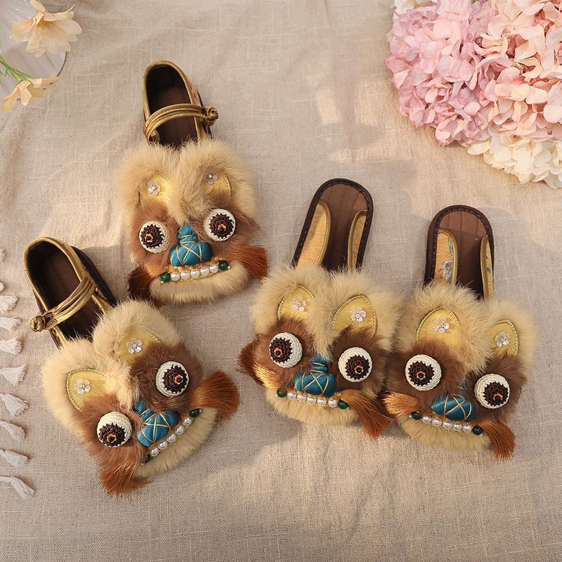 【Fu Ruihu】Women's Ethnic Style Shoes with Layered Fabric Soles, Old Beijing Round-Toed Flat Shoes for Hanfu Outfits, New Chinese Style Cloth Shoes