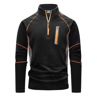 Cross-Border Outdoor Sports Fleece Long-Sleeve T-Shirt Men's Sweatshirt Men's Top Fleece Casual Travel Warm