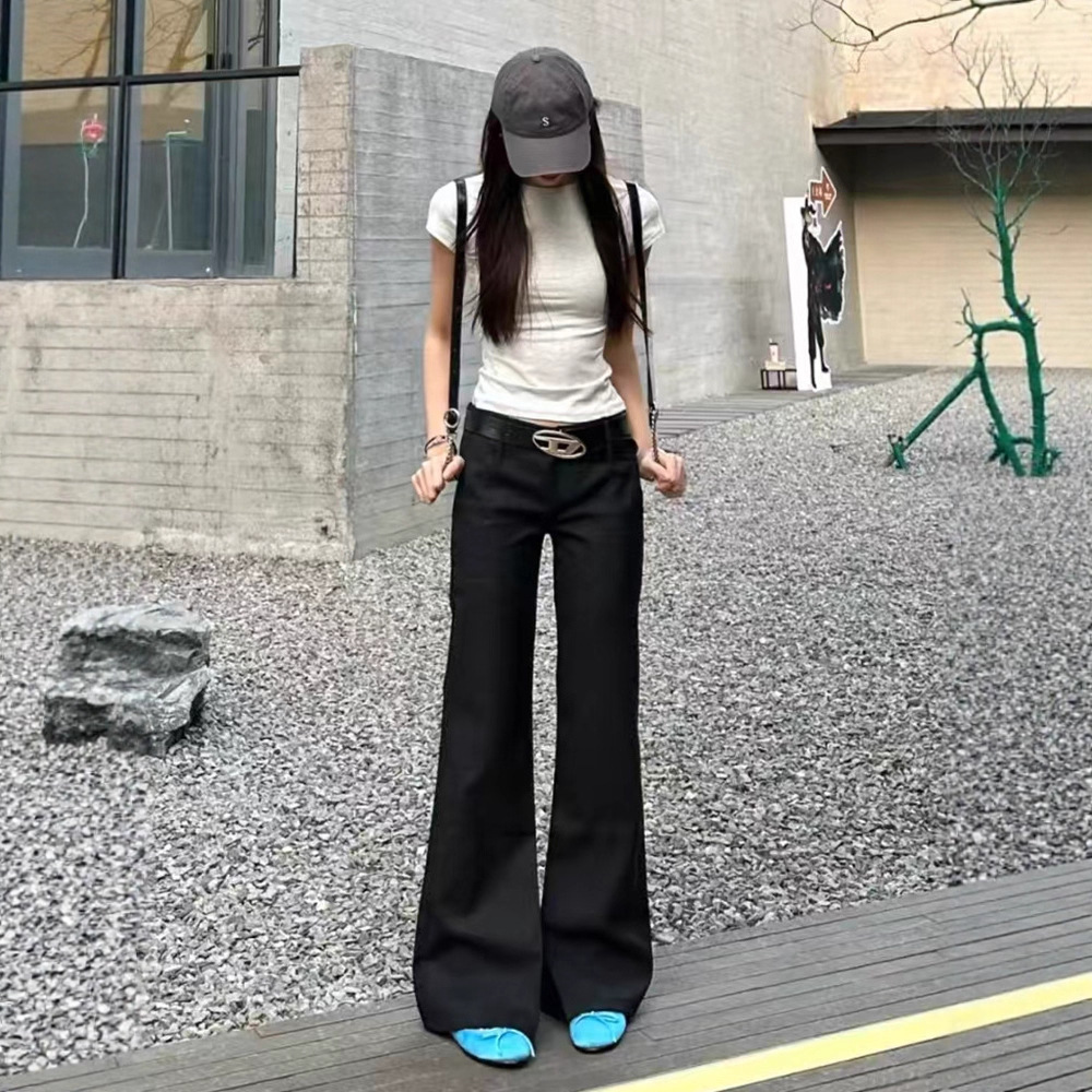 American-Style Low-Waist Flared Suit Pants for Women, 2026 New Spring and Autumn Drapey Casual Slimming Slightly Flared Bootcut Wide-Leg Pants