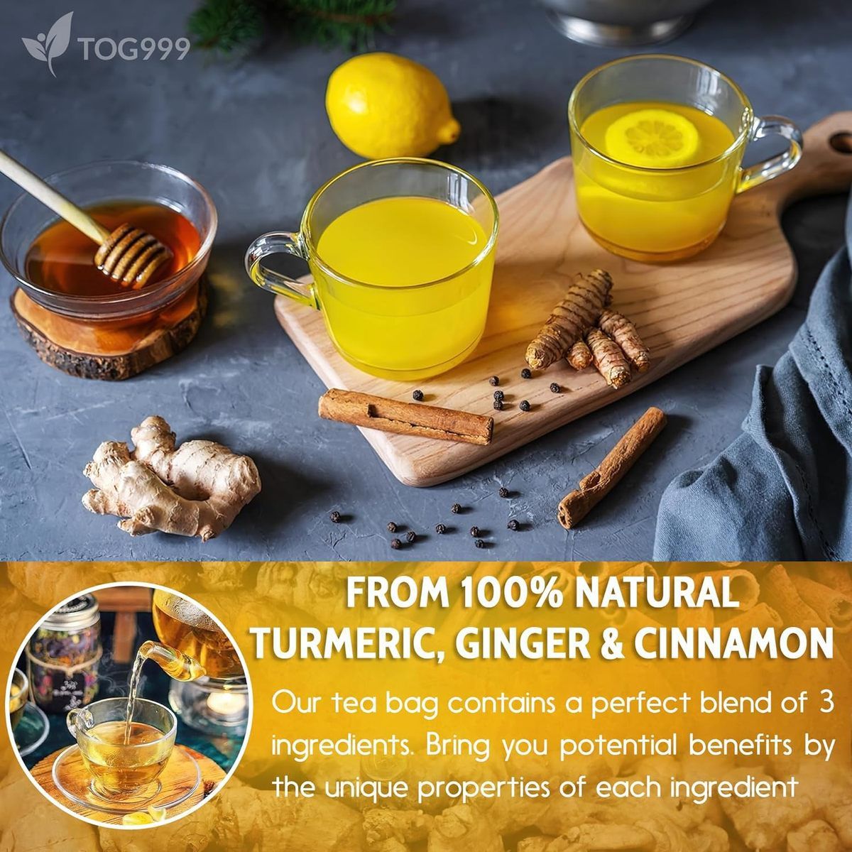 Lemon Ginger Tea Solid Drink 2g x 50 Sachets Instant Herbal Tea for Daily Home Brewing overview