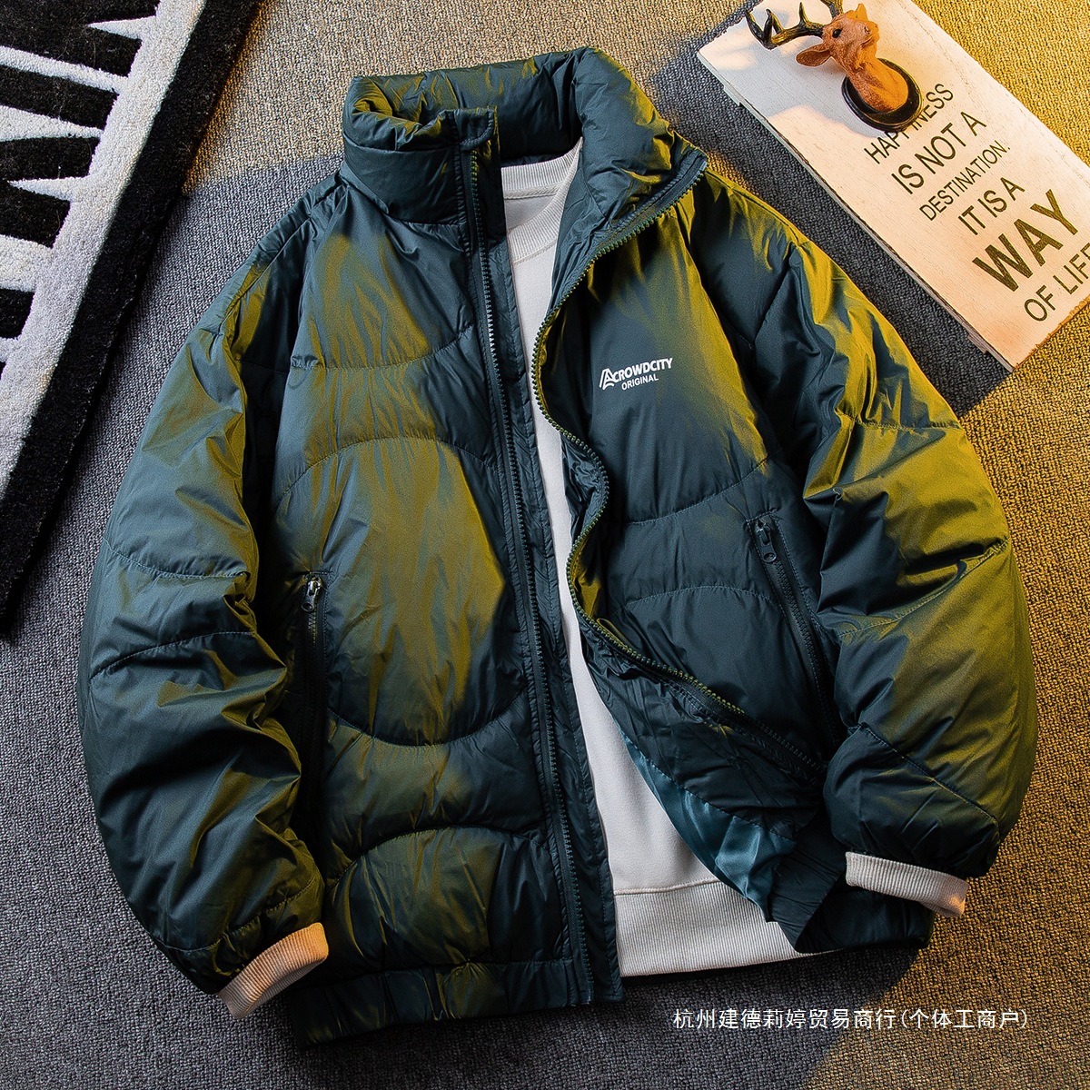 Japanese retro base light and thin demi-season windproof down jacket