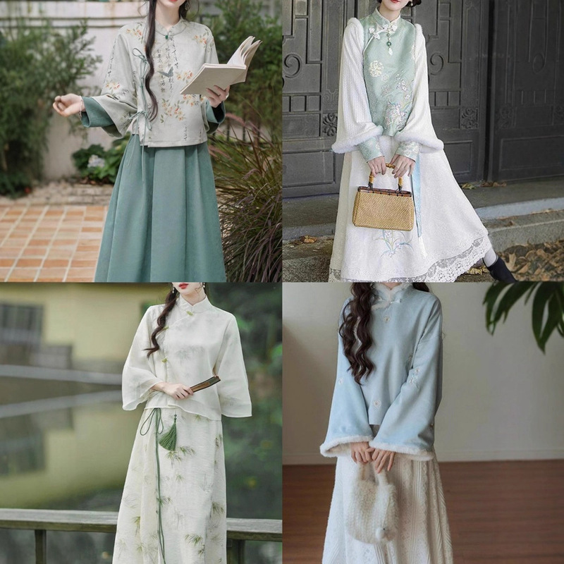 新中式改良上衣茶服文艺少女套装早春夏2025新款感旗袍连衣裙|undefined