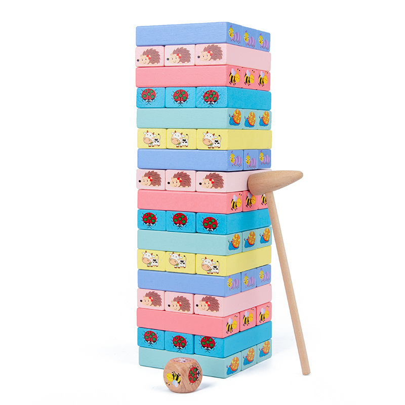 Weiweihu Kids Digital Jenga Jenga Game Juego de mesa Bloques de construcción Juguetes educativos Die Die Gao