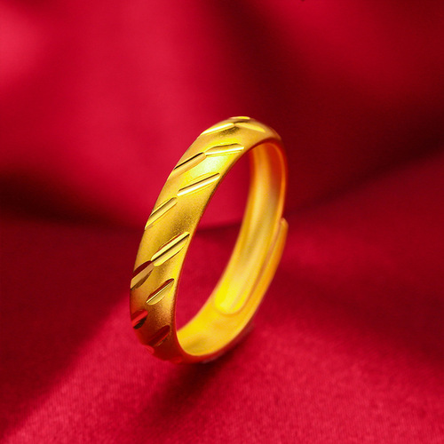 Vietnamese velvet sand gold starry open ring for women, brass gold-plated meteor shower ring, imitation gold couple ring
