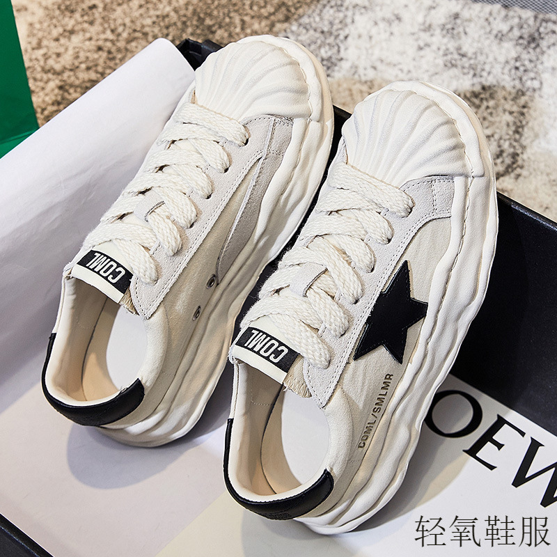 厂家直销溶解鞋女2025春秋新款真皮小白鞋复古厚底休闲板鞋韩版|undefined