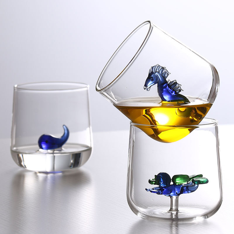 Creativo tridimensional animal de cristal taza de agua animal de dibujos animados Manor forma hogar lindo simple oso taza de cristal