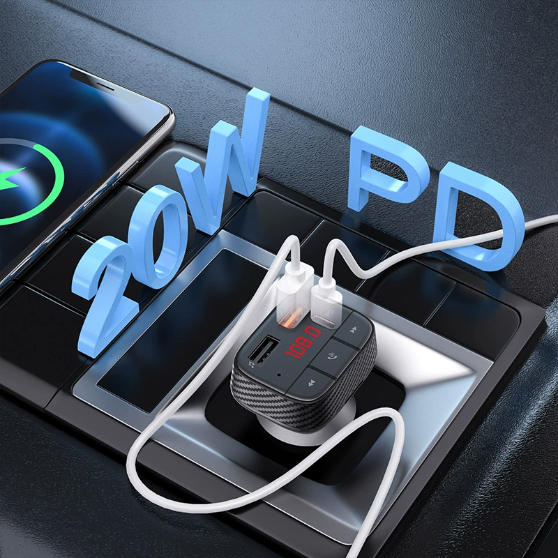 Трансграничный новый автомобильный Bluetooth FM-передатчик PD Быстрая зарядка Интерфейс Type-C QC3.0 флэш-зарядка 20 Вт зарядное устройство