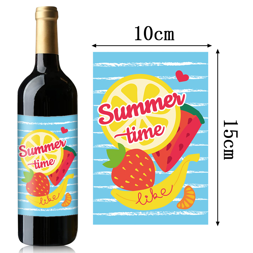 Fabricante directo de etiquetas de decoración de fiesta de verano tropical de verano botella de vino etiqueta de decoración de fiesta