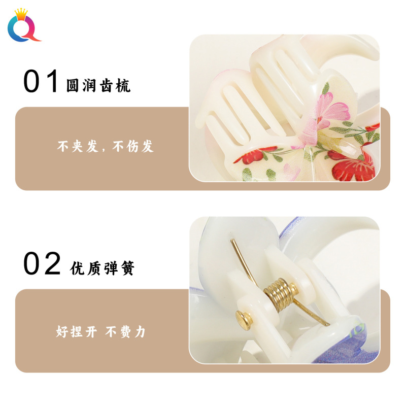 Qiyue クロスボーダー小型 UV プリント小さな新鮮なプルメリアクリップかわいいポニーテールフラワーヘアピンヘアアクセサリー女性のための卸売|undefined