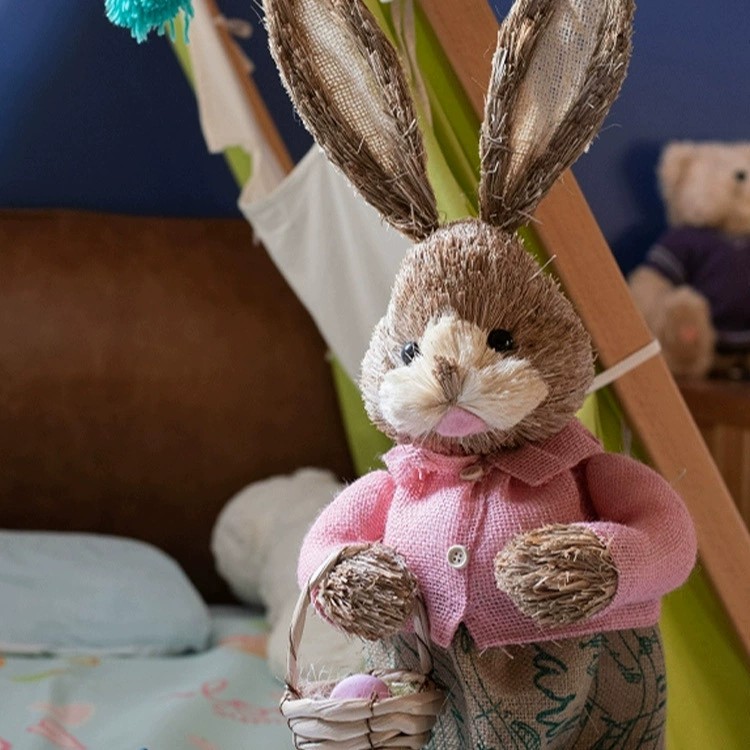 JK Mu Space Гостиная Большой напольный орнамент Легкий роскошный соломенный кролик ручной работы Свадебный сад Балкон Креативное украшение