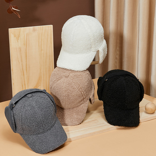 New autumn and winter Lei Feng hat plus size warm lamb velvet ear protection baseball cap for men and women cold-proof plush duck tongue hat
