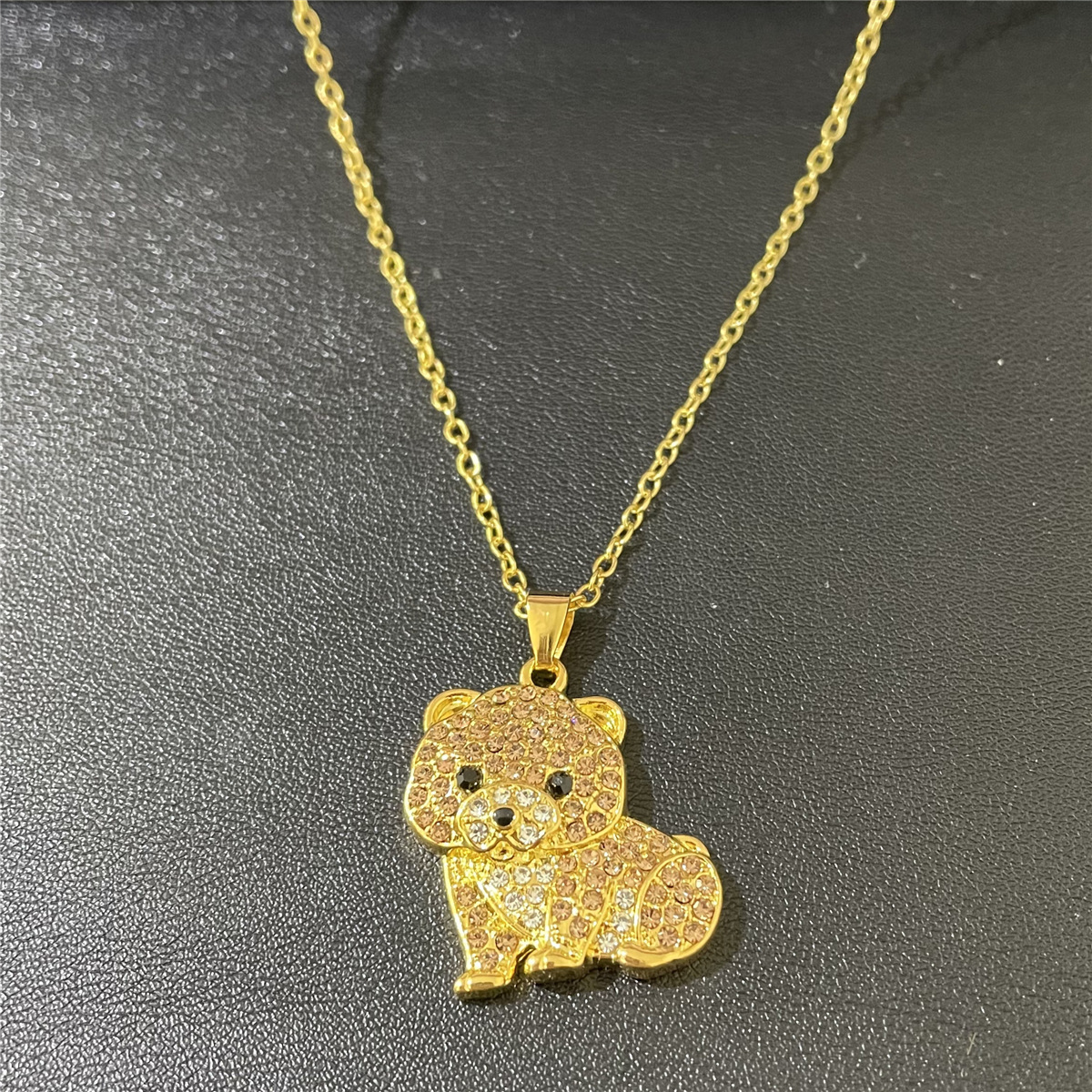 Casual, Daily Occasion Zinc alloy Material Cute Dog Artificial Crystal Zinc Alloy Cable Chain Pendant Necklaces Wholesale