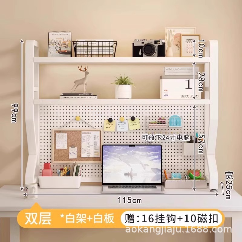【3층★화이트 선반 + 화이트 보드★길이 115cm] 후크 16개 + 자석 버클 10개 포함