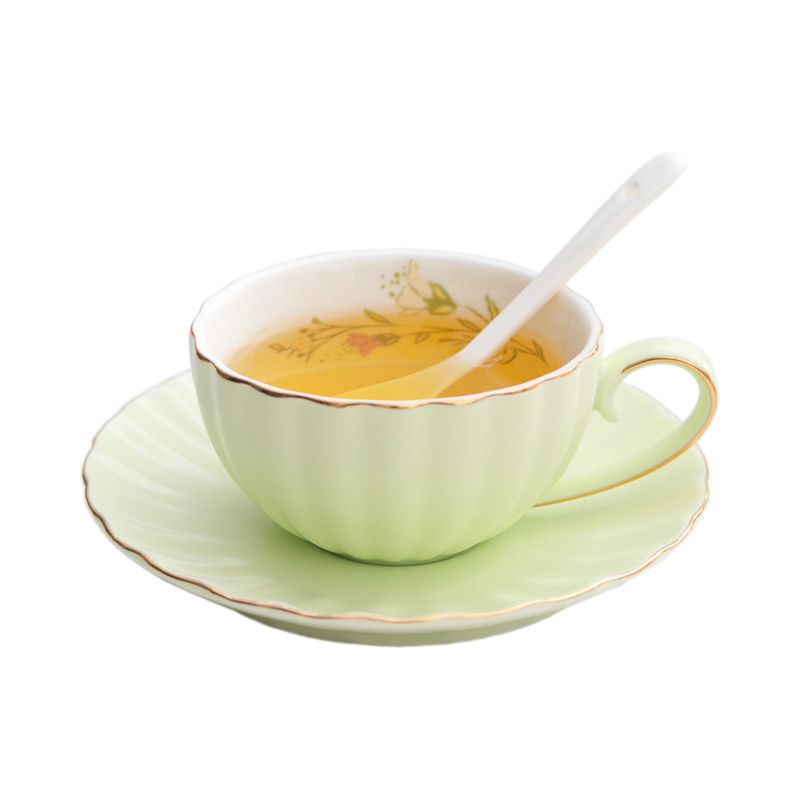 Taza de café de calabaza de cerámica estilo europeo luz lujo ins Garland negro taza de té Oficina en el hogar simple traje de té de la tarde