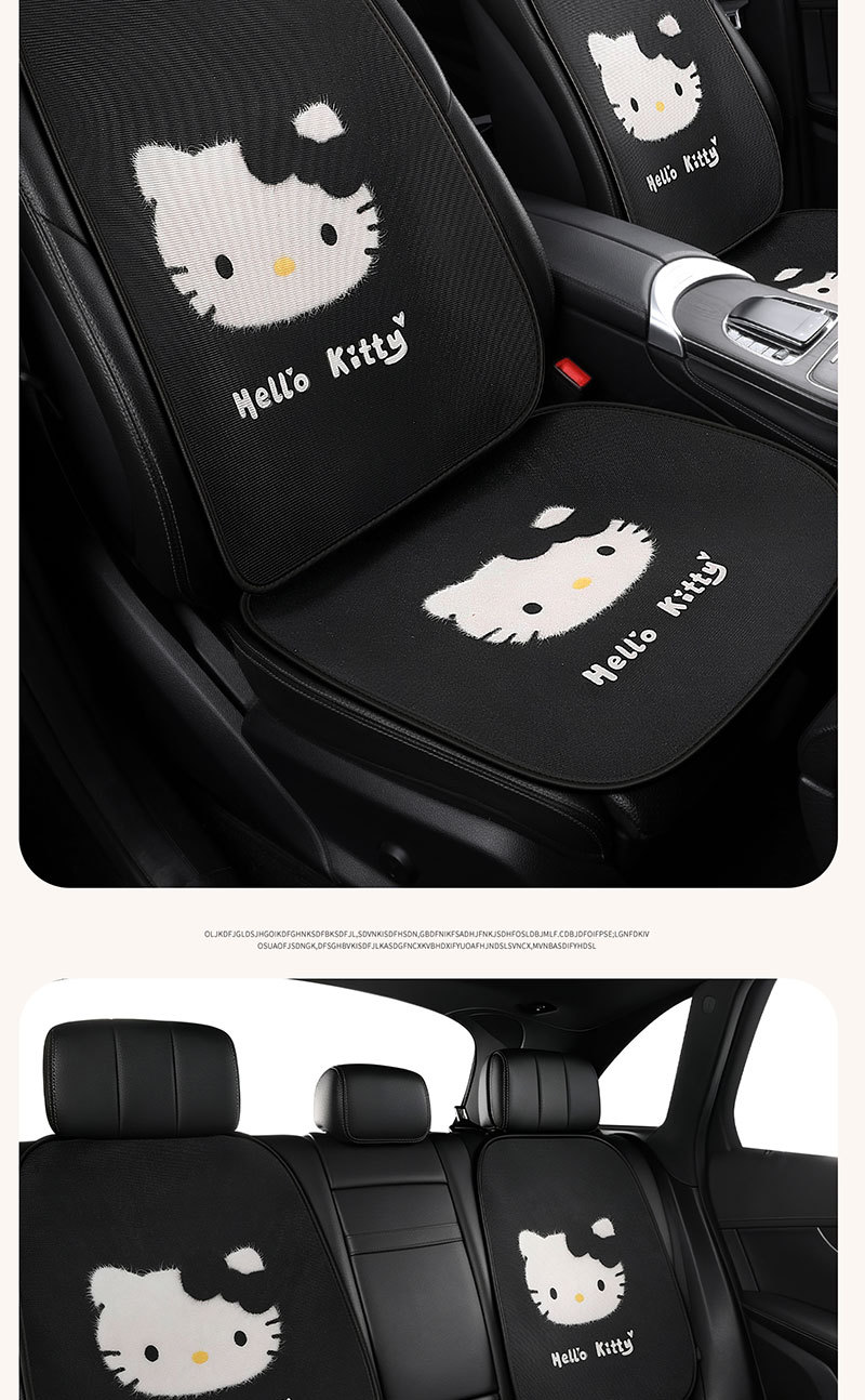 New KT Cat Car Seat Cushion Summer Ice Silk Cartoon Cute Breathable Honeycomb Mesh Fabric Universal Car Seat Pad for All Seasons