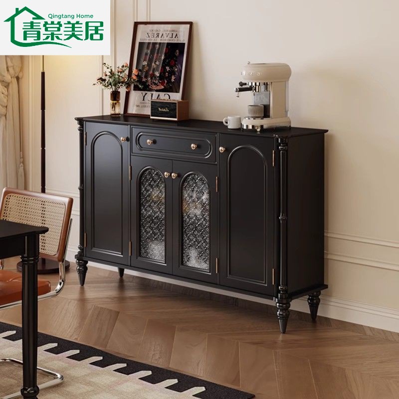 American Retro Sideboard Living Room Wall-Mounted Integrated Home Storage Cabinet French Solid Wood Kitchen Entrance Tea Cabinet