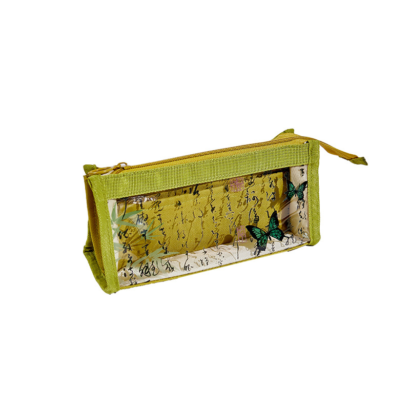 Nuevo bolso de lápiz transparente de gran capacidad para estudiantes Guofeng nuevo estilo chino caja de papelería para niñas de secundaria secundaria simple caja de lápiz literario