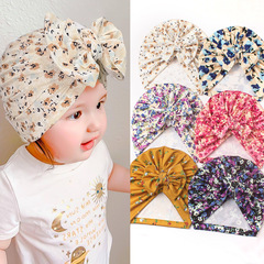 ins European and American summer new baby hats, children's thread printed bow knotted hats, baby hats