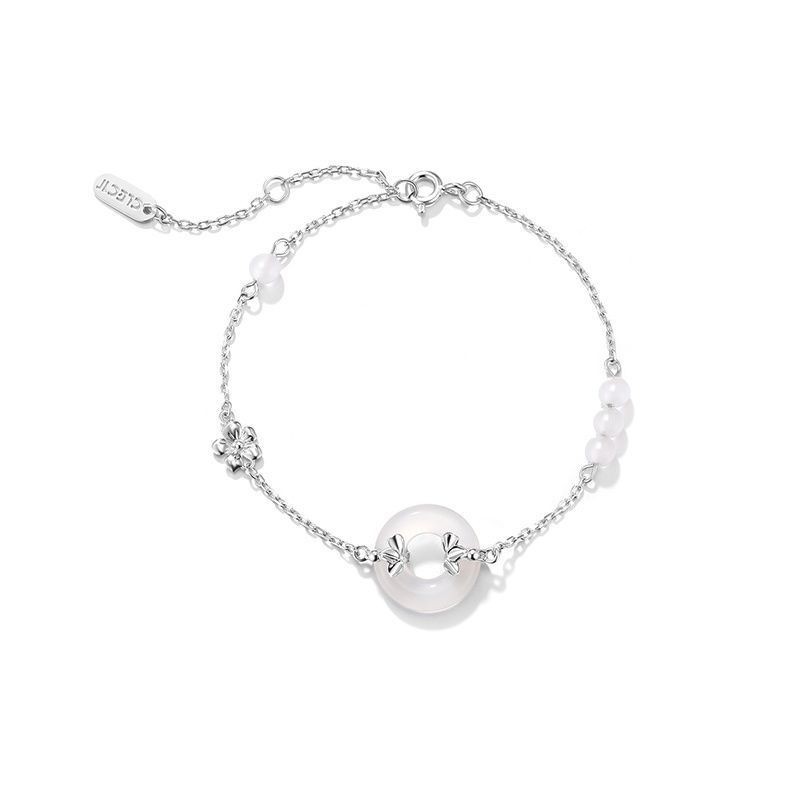 Flowers Ping An Buckle Couple Bracelet Women's Men's Light Luxury Niche Exquisite New Chinese Style Hand Rope Graduation Gift All-match