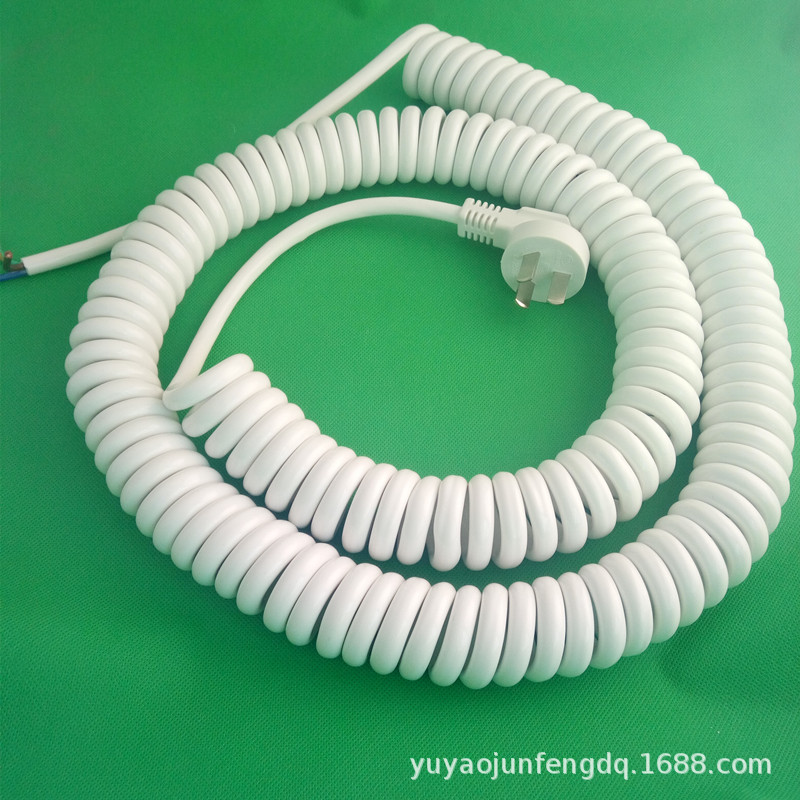 美标带锁DC接口插头欧规弹簧延长线室内室外欧标纯铜芯弹簧延长线