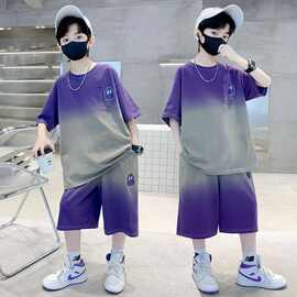 男童夏季套装韩版儿童夏装炸街洋气男孩酷帅短袖短裤两件套运动服