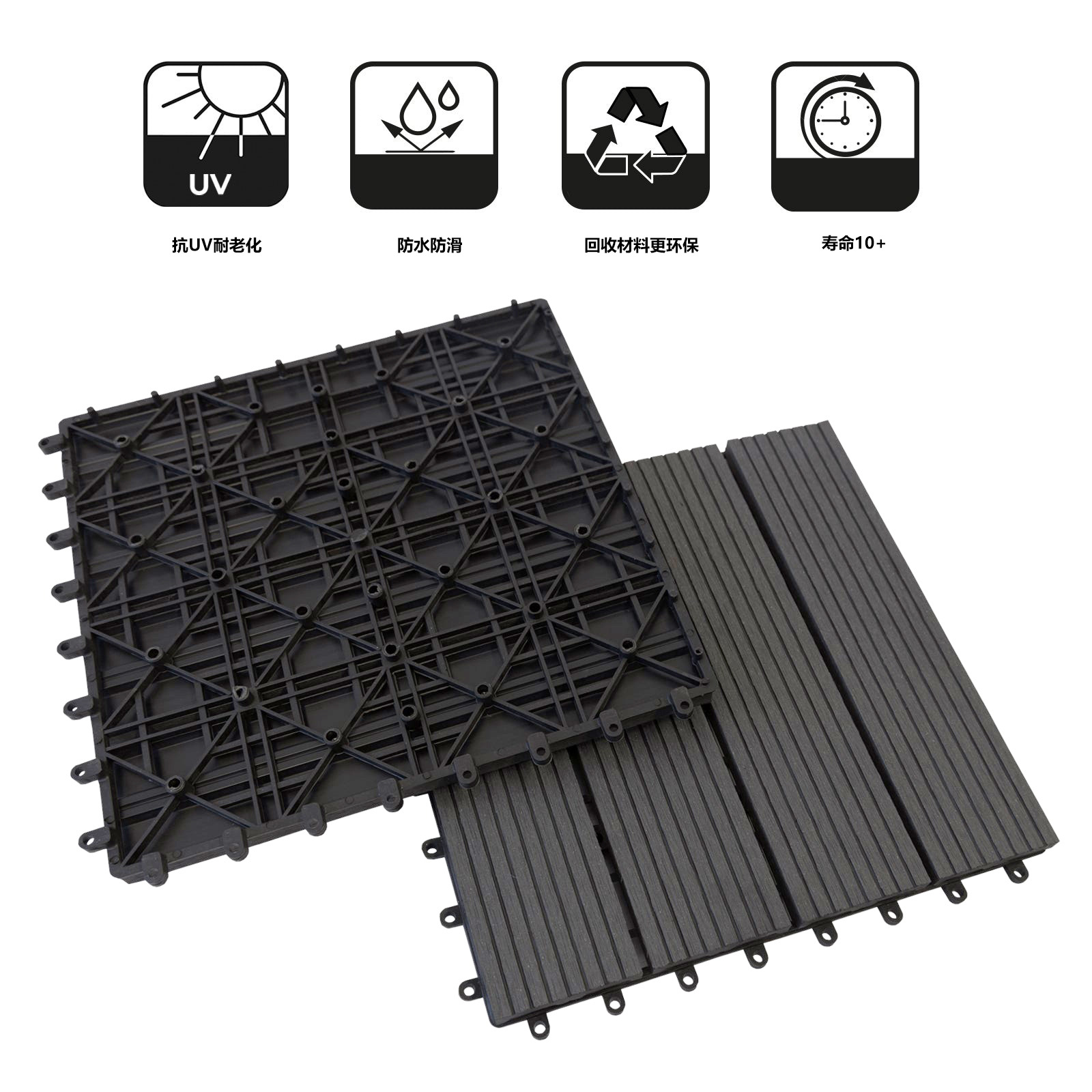 Suelo compuesto de plástico y madera para exteriores, anticorrosión, para patio, terraza, jardín, villa, balcón, autoinstalación, ecológico, resistente a la humedad, uso en exteriores.