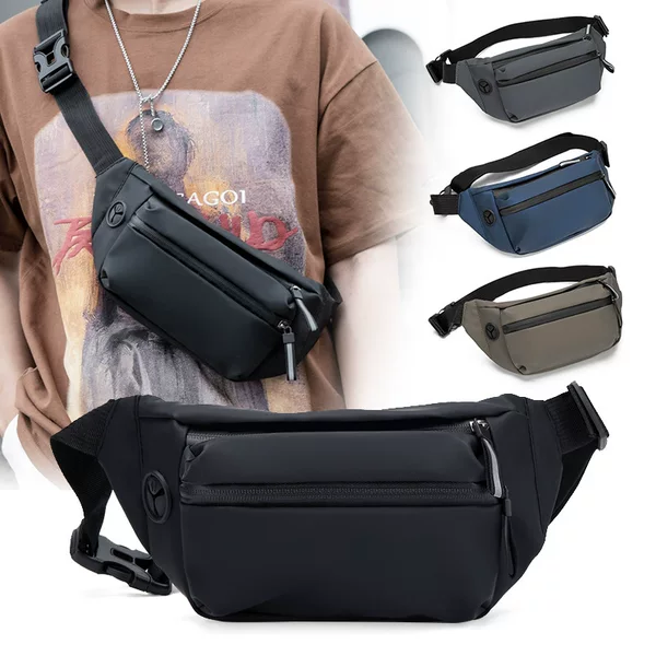 Cross-Border Leather Film Custom Logo Chest Bag Men's Casual Shoulder Bag Crossbody Backpack Waist Bag Business Travel Bag Wholesale