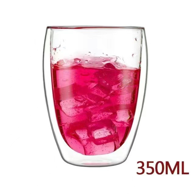 350ml 더블 레이어 화이트 박스 유리 컵